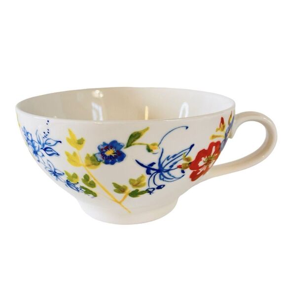 Anthropologie Other - ANTHROPOLOGIE Large Ceramic Mug Floral Coffee Latte Soup Cup Flower Garden